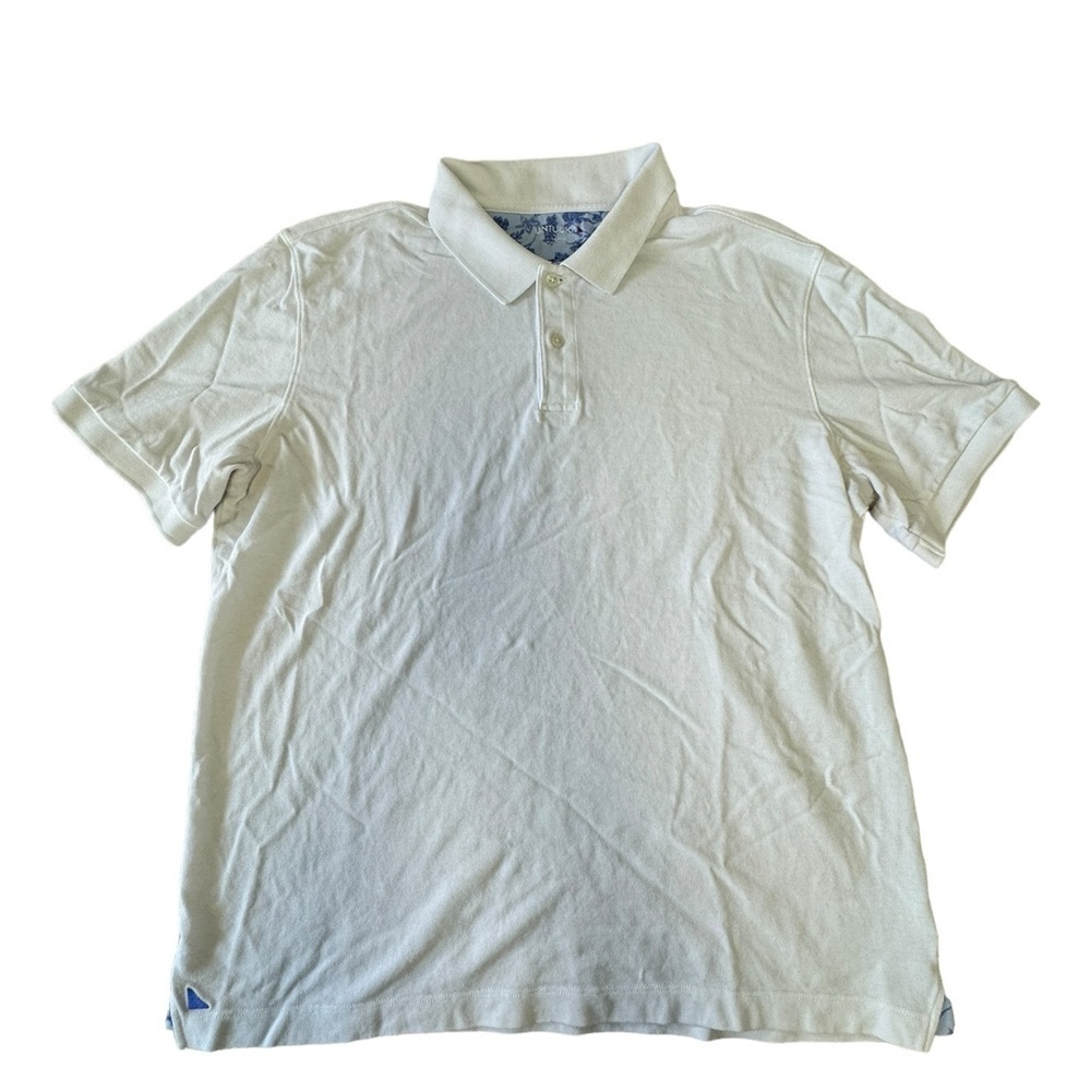 Untuckit Shirt Men Large White W/ Blue Floral Short Sleeve Regular Butto…